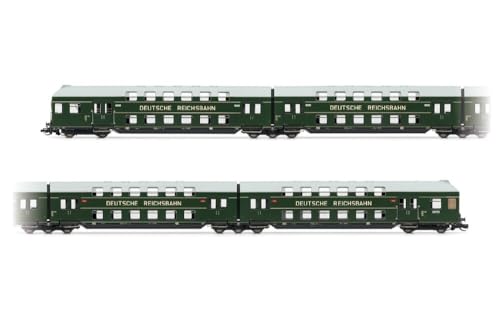 Arnold TT HN9523 DR, 4-teiliger Doppeldecker mit Steuerkabine, grün/graues Dach, Ep. III Personenwagen - 1