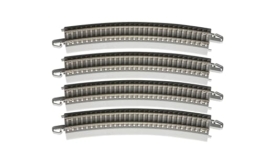 Bachmann Züge – E-Z Track® Nickel-Silberbahn mit Betonbindern auf grauem Straßenbett – 55,9 cm Radius gebogene Schiene (4/Karte) – HO-Skala - 1