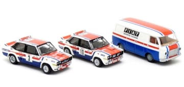 Brekina 1/87 Fiat 131 Abarth 2 + 238 Wagon Fiat France Service BREKINA Fiat Abarth Mini Car HO Scale - 1