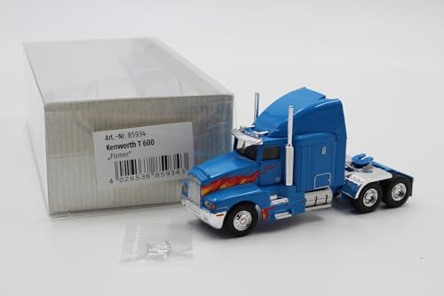 Brekina Kenworth T 600 "Flames" Nr. 85934 1:87 - LKW - Modell-LKW - Truck - Blau - Für Erwachsene, Hobbyisten, Sammler - 1