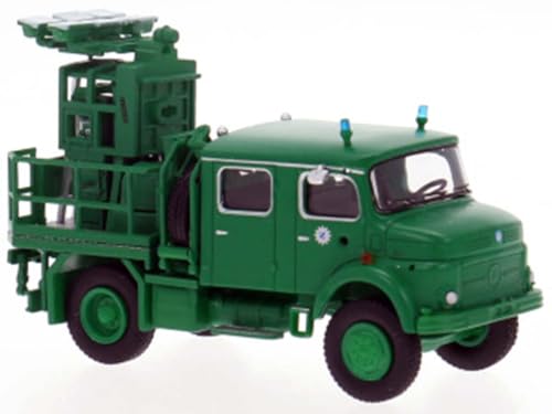 Brekina MB LA911 Lichtmastwagen Polizei minzgrün, Polizei München Nr. 47193 1/87 /BRN2502 - 1