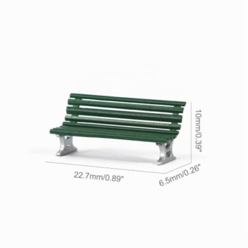 Evemodel 12Stk. Modellbänken im Maßstab 1:87 für Spur H0 Eisenbahn Freizeit Stuhl Bonsai Dekor (A Grün mit Silber) - 9