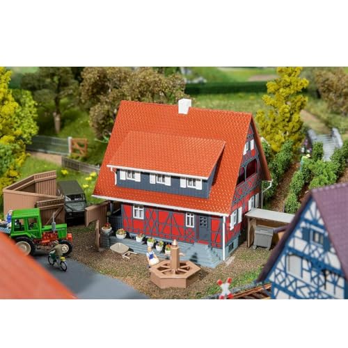 Faller 130587 Fachwerkhaus mit Brunnen, One Size, Grau und Rot, Weiss/Opulenter Garten - 3