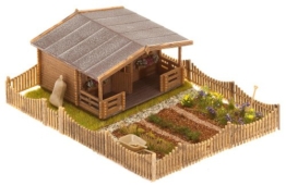 Faller 180493 H0 Schrebergarten mit großem Gartenhaeuschen Bausatz, 13.9 x 3.7 x 22.4 cm - 1