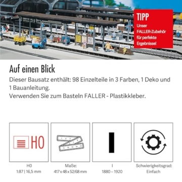 FALLER 2 Bahnsteige Modellbausatz mit 98 Einzelteilen 417 x 48 x 52/68 mm I Modelleisenbahn Zubehör H0 Gebäude I Modelleisenbahn H0 Bahnsteige - 4