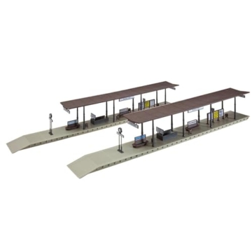 FALLER 2 Bahnsteige Modellbausatz mit 98 Einzelteilen 417 x 48 x 52/68 mm I Modelleisenbahn Zubehör H0 Gebäude I Modelleisenbahn H0 Bahnsteige - 1