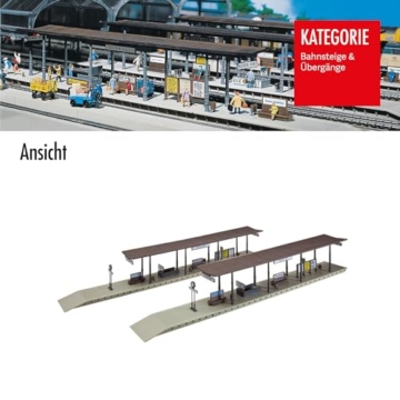 FALLER 2 Bahnsteige Modellbausatz mit 98 Einzelteilen 417 x 48 x 52/68 mm I Modelleisenbahn Zubehör H0 Gebäude I Modelleisenbahn H0 Bahnsteige - 5