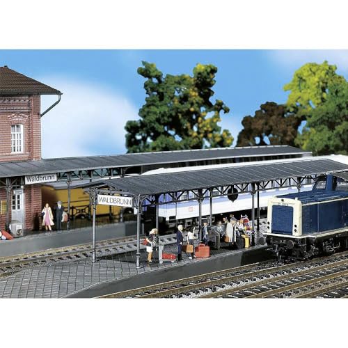 FALLER 2 Bahnsteige Waldbrunn Modellbausatz mit 34 Einzelteilen 358 x 55 x 62 mm I Modelleisenbahn Zubehör H0 Gebäude I Modelleisenbahn H0 Bahnsteige - 2