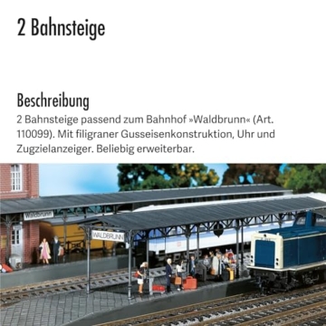 FALLER 2 Bahnsteige Waldbrunn Modellbausatz mit 34 Einzelteilen 358 x 55 x 62 mm I Modelleisenbahn Zubehör H0 Gebäude I Modelleisenbahn H0 Bahnsteige - 5