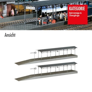 FALLER 2 Bahnsteige Waldbrunn Modellbausatz mit 34 Einzelteilen 358 x 55 x 62 mm I Modelleisenbahn Zubehör H0 Gebäude I Modelleisenbahn H0 Bahnsteige - 7