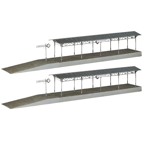 FALLER 2 Bahnsteige Waldbrunn Modellbausatz mit 34 Einzelteilen 358 x 55 x 62 mm I Modelleisenbahn Zubehör H0 Gebäude I Modelleisenbahn H0 Bahnsteige - 1
