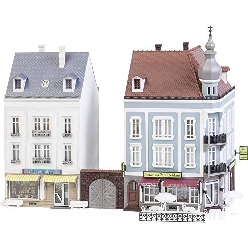 Faller 2 Stadthäuser Beethovenstraße Modellbausatz mit 582 Einzelteilen 202x118x200 mm I Modelleisenbahn Zubehör H0 I Modelleisenbahn H0 Stadthäuser - 2