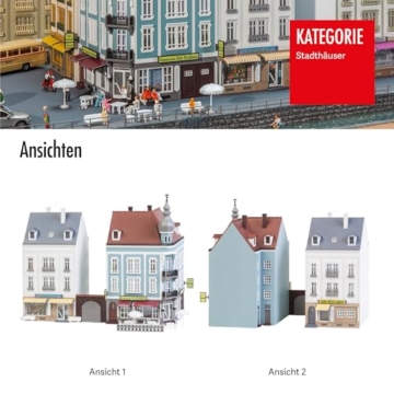 Faller 2 Stadthäuser Beethovenstraße Modellbausatz mit 582 Einzelteilen 202x118x200 mm I Modelleisenbahn Zubehör H0 I Modelleisenbahn H0 Stadthäuser - 6