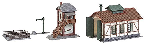 Faller 222108 FA 222167 - Set Nebenbahnlokschuppen mit Blockstelle, Zubehör für die Modelleisenbahn, Modellbau, 13.9 x 3.7 x 22.4 cm - 1