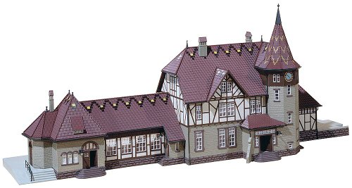 FALLER Bahnhof Schwarzburg Modellbausatz mit 406 Einzelteilen 550 x 185 x 230 mm I Modelleisenbahn Zubehör H0 Gebäude I Modelleisenbahn H0 Bahnhof - 2