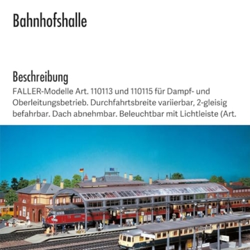 FALLER Bahnhofshalle Modellbausatz mit 95 Einzelteilen 417 x 178 x 122 mm I Modelleisenbahn Zubehör H0 Gebäude I Modelleisenbahn H0 Bahnhofshalle, Divers - 3