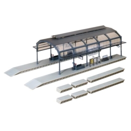 FALLER Bahnhofshalle Modellbausatz mit 95 Einzelteilen 417 x 178 x 122 mm I Modelleisenbahn Zubehör H0 Gebäude I Modelleisenbahn H0 Bahnhofshalle, Divers - 1