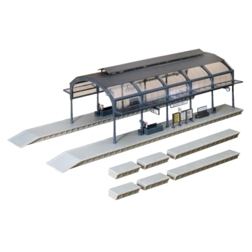 FALLER Bahnhofshalle Modellbausatz mit 95 Einzelteilen 417 x 178 x 122 mm I Modelleisenbahn Zubehör H0 Gebäude I Modelleisenbahn H0 Bahnhofshalle, Divers - 1