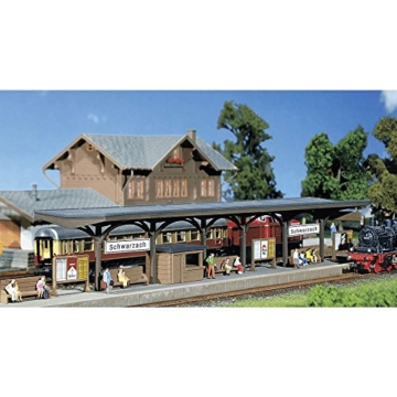 FALLER Bahnsteig Modellbausatz mit 43 Einzelteilen 584 x 37 x 41mm I Modelleisenbahn Zubehör N Gebäude I Modelleisenbahn N Bahnsteige teil-überdacht - 2