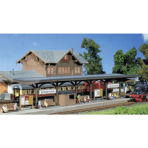 FALLER Bahnsteig Modellbausatz mit 43 Einzelteilen 584 x 37 x 41mm I Modelleisenbahn Zubehör N Gebäude I Modelleisenbahn N Bahnsteige teil-überdacht - 2