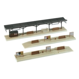 FALLER Bahnsteig Modellbausatz mit 43 Einzelteilen 584 x 37 x 41mm I Modelleisenbahn Zubehör N Gebäude I Modelleisenbahn N Bahnsteige teil-überdacht - 1