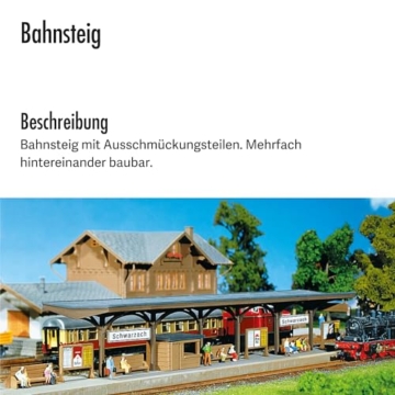 FALLER Bahnsteig Modellbausatz mit 43 Einzelteilen 584 x 37 x 41mm I Modelleisenbahn Zubehör N Gebäude I Modelleisenbahn N Bahnsteige teil-überdacht - 4