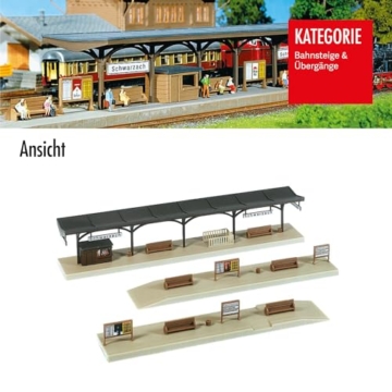 FALLER Bahnsteig Modellbausatz mit 43 Einzelteilen 584 x 37 x 41mm I Modelleisenbahn Zubehör N Gebäude I Modelleisenbahn N Bahnsteige teil-überdacht - 6