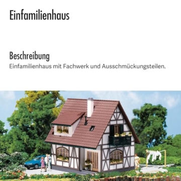 FALLER Einfamilienhaus Modellbausatz mit 89 Einzelteilen 115 x 95 x 115 mm I Modelleisenbahn Zubehör H0 I Modelleisenbahn H0 Einfamilien-Fachwerkhaus - 3