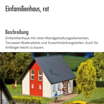 Faller Einfamilienhaus, rot Modellbausatz mit 37 Einzelteilen 101 x 117 x 83 mm I Modelleisenbahn Zubehör H0 I Modelleisenbahn H0 Einfamilienhaus - 3