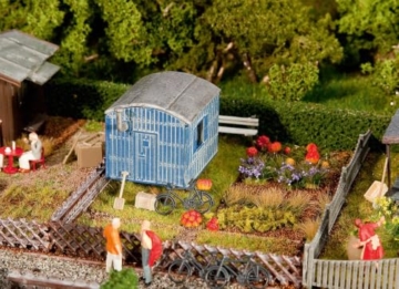 Faller FA180490 - Schrebergarten mit Bauwagen, 13.9 x 3.7 x 22.4 cm, Blau - 2