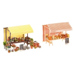 FALLER FA180614 - Wochenmarkt II Blumen- und Käsestand, Weiss/Opulenter Garten - 1