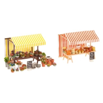 FALLER FA180614 - Wochenmarkt II Blumen- und Käsestand, Weiss/Opulenter Garten - 1