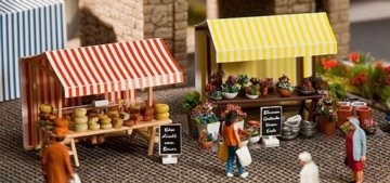 FALLER FA180614 - Wochenmarkt II Blumen- und Käsestand, Weiss/Opulenter Garten - 2