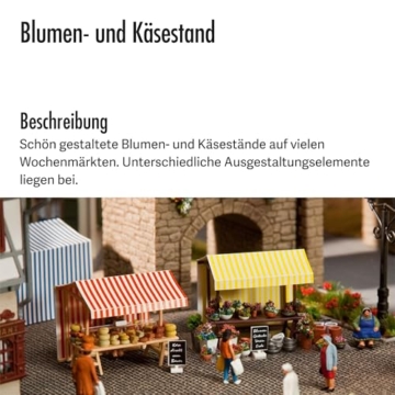 FALLER FA180614 - Wochenmarkt II Blumen- und Käsestand, Weiss/Opulenter Garten - 4