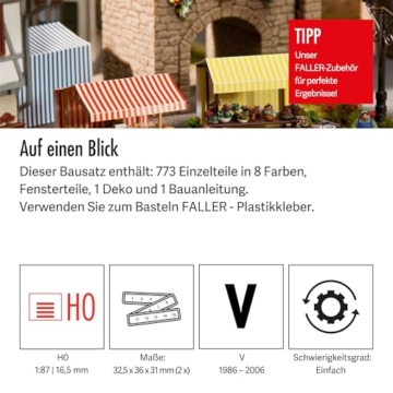 FALLER FA180614 - Wochenmarkt II Blumen- und Käsestand, Weiss/Opulenter Garten - 5