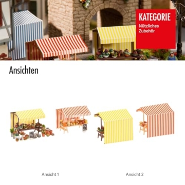 FALLER FA180614 - Wochenmarkt II Blumen- und Käsestand, Weiss/Opulenter Garten - 6