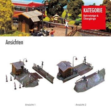 FALLER Feldwegübergang Modellbausatz mit 62 Einzelteilen 130 x 120 x 50 mm I Modelleisenbahn Zubehör H0 Gebäude I Modelleisenbahn H0 Übergang - 5