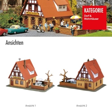 FALLER Gasthaus Zur Krone Modellbausatz mit 42 Einzelteilen 167 x 105 x 100 mm I Modelleisenbahn Zubehör H0 I Modelleisenbahn H0 Gastro-Fachwerkhaus, Divers - 6