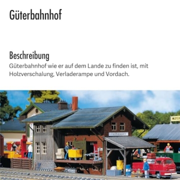 FALLER Güterbahnhof Modellbausatz mit 98 Einzelteilen 209 x 82 x 90 mm I Modelleisenbahn Zubehör H0 Gebäude I Modelleisenbahn H0 Lagerschuppen - 4