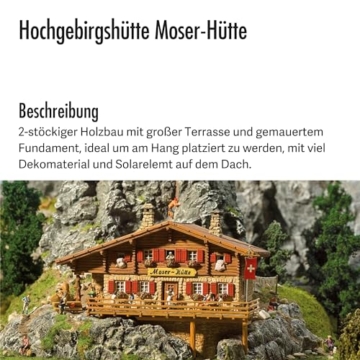 FALLER Hochgebirgshütte Moser-Hütte Modellbausatz mit 274 Einzelteilen 182 x 130 x 120 mm I Modelleisenbahn Zubehör H0 I Modelleisenbahn H0 Berghütte - 4