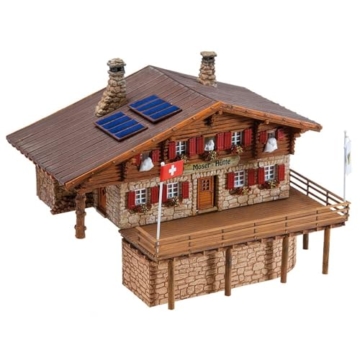 FALLER Hochgebirgshütte Moser-Hütte Modellbausatz mit 274 Einzelteilen 182 x 130 x 120 mm I Modelleisenbahn Zubehör H0 I Modelleisenbahn H0 Berghütte - 1