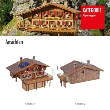 FALLER Hochgebirgshütte Moser-Hütte Modellbausatz mit 274 Einzelteilen 182 x 130 x 120 mm I Modelleisenbahn Zubehör H0 I Modelleisenbahn H0 Berghütte - 6