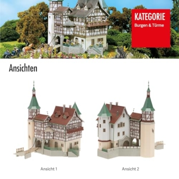 FALLER Jagdschloss Falkeneck Modellbausatz mit 176 Einzelteilen 188 x 134 x 225 mm I Modelleisenbahn Zubehör H0 I Modelleisenbahn H0 Jagdschloss - 5