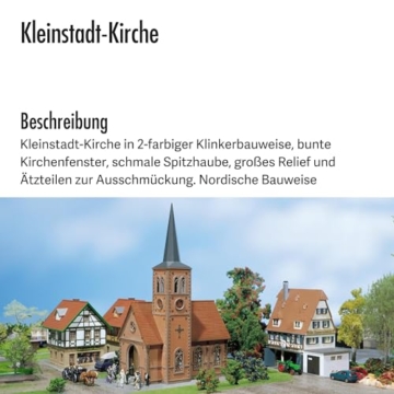 FALLER Kleinstadt-Kirche Modellbausatz mit 50 Einzelteilen 200 x 118 x 270 mm I Modelleisenbahn Zubehör H0 I Modelleisenbahn H0 Kleinstadt-Kirche - 4