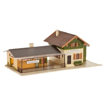 FALLER Kleinstation Zindelstein Modellbausatz mit 86 Einzelteilen 202 x 102 x 75 mm I Modelleisenbahn Zubehör H0 Gebäude I Modelleisenbahn H0 Bahnhof - 1
