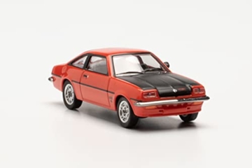 herpa 024389-007 Modellauto Opel Manta B, originalgetreu im Maßstab 1:87, Auto Modell für Diorama, Modellbau Sammlerstück, Deko Automodelle aus Kunststoff, Farbe: blutorange/schwarz Miniaturmodell - 4