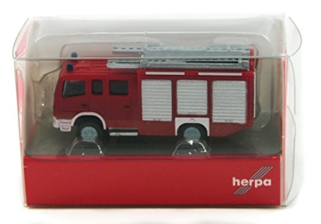 herpa 066716 – Mercedes Benz Atego HLF 20 Feuerwehr, Miniatur Auto, Modellsammlung, Miniaturmodelle, Fahrzeuge zum Sammeln, Kleinmodell, Sammlerstück, Detailgetreu, Kunststoff, Rot - Maßstab 1:160 - 1