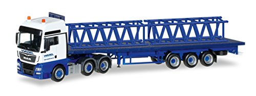 herpa 306928 Man TGX XLX Euro 6c Flachbett Sattelzug mit 2 Turmteilen LR 1600/2" Wasel - 1