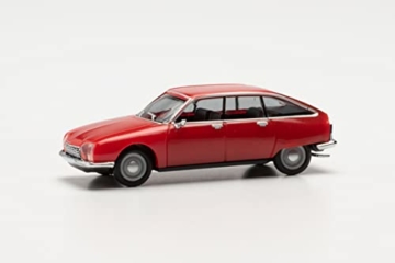 herpa 420433-003 Modellauto Citroen GS, originalgetreu im Maßstab 1:87, Auto Modell für Diorama, Modellbau Sammlerstück, Deko Automodelle aus Kunststoff, Farbe: Geranienrot Miniaturmodell, rot - 1