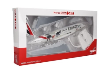 herpa 612180 – Airbus A380, Emirates „United for Wildlife“, Wings, Modell Flugzeug mit Standfuß, Flieger, Modellbau, Miniaturmodelle, Sammlerstück, Kunststoff, Snap Fit - Maßstab 1:250 - 5